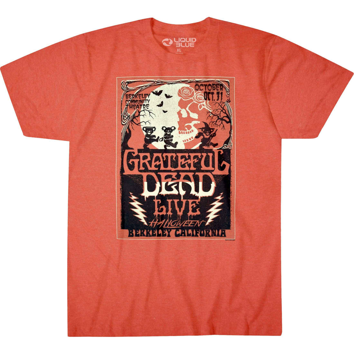 Liquid Blue Grateful Dead Berkeley Moon Live Halloween Ss Tee, Orange, X-Large