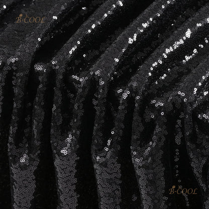 B-Cool 60x102-inch Black Sequin Table Linens Halloween Tablecloth Seamless Glitter Tablecloth Wedding Sequin Tablecloth