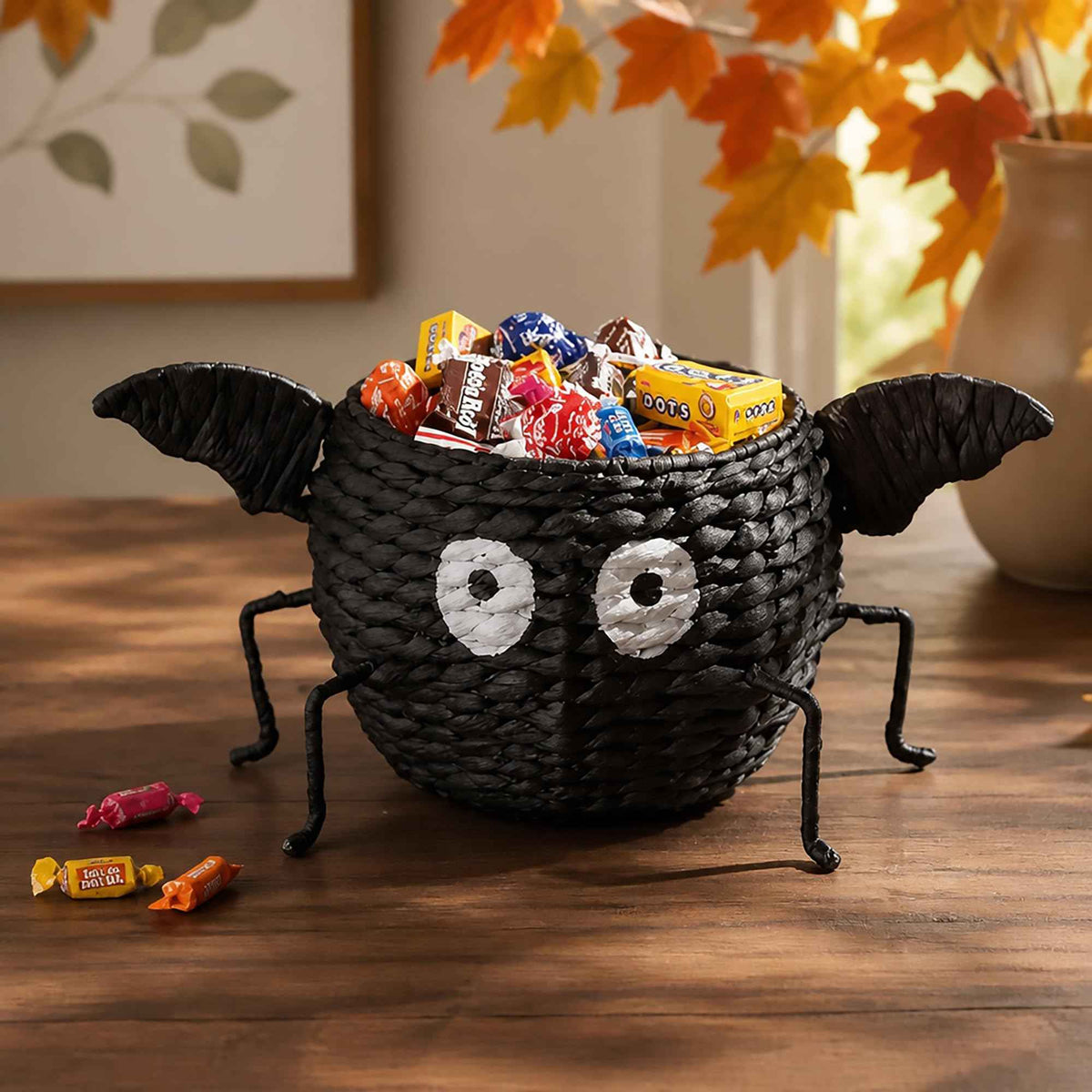 Mud Pie Halloween Bat Candy Bowl, Footed Hyacinth Serving Bowl