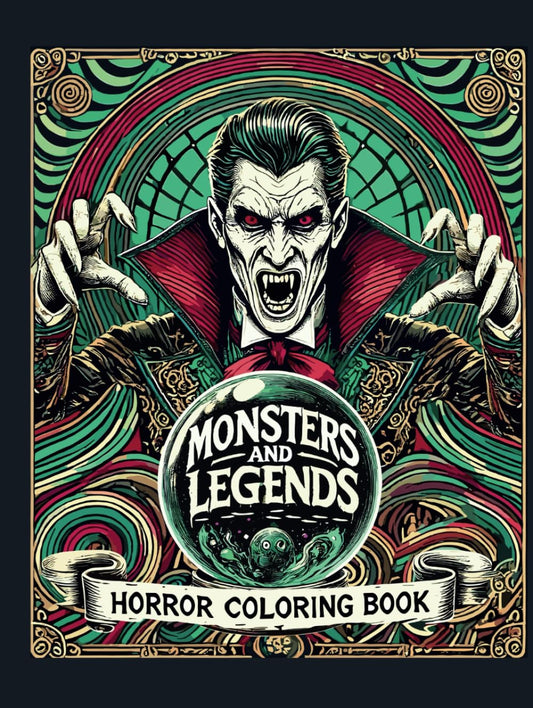Monsters and Legends: Horror Coloring Book: Learn Fascinating facts about Mythological Animals and Classic Creatures depicting in Abstract Art. Ideal for Halloween and created for Adults