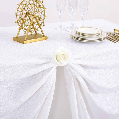 B-COOL Sequin Tablecloth White Wedding Table Decoration 90x90 Inch Sequin