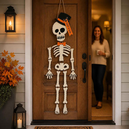 Mud Pie Skeleton Halloween Door Hanger, 65", White
