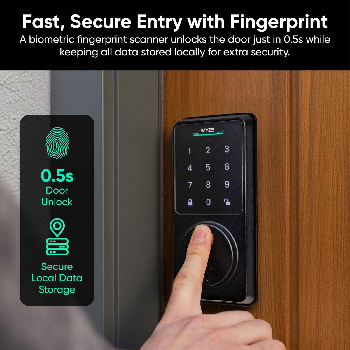 Wyze Auto-Lock Bolt v2, Fingerprint Keyless Entry Smart Lock, AI Learning Scanner with Wi-Fi Front Door Lock Deadbolt, Auto-Lock, 8 Months Battery, BHMA2, IP53, Anti-Peep Keypad, Backup Keys 🍁 All In One Marketplace Canada