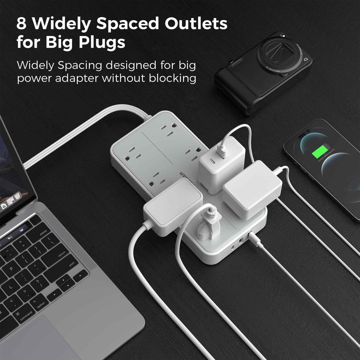 TESSAN Flat Plug Power Bars with Surge Protector 1080J, 6 Ft 🍁 All In One Marketplace Canada