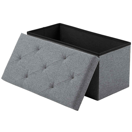 Sweetcrispy Folding Storage Ottoman Bench, Light Grey, Entryway Bench for Living Room, Ottomans with Storage for Bedroom, Heavy Duty 660 lbs Load Capacity, Linen Footrest Seat 🍁 All In One Marketplace Canada