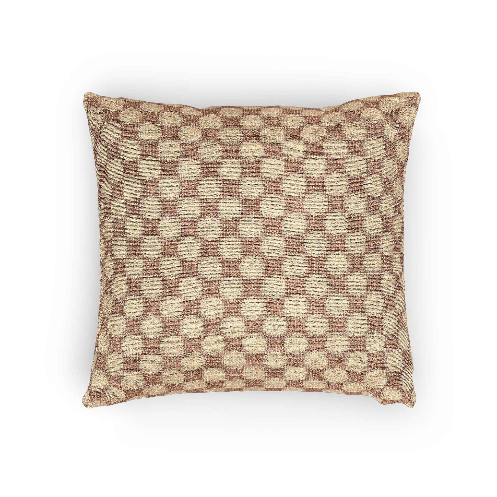 Woven Checkered Pattern Pillow | Neutral Brown Geometric Throw Pillow