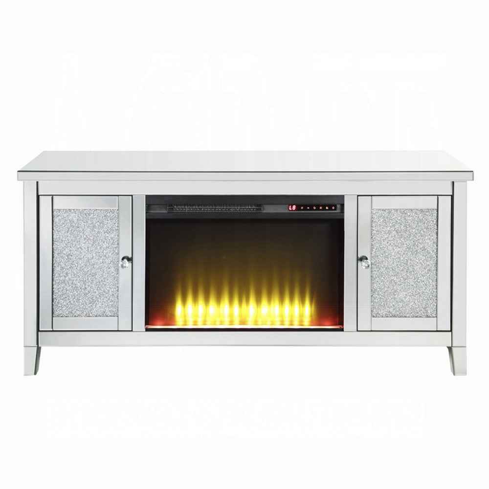 Brilliance Luxury Mirrored TV Stand/Fireplace - Clear