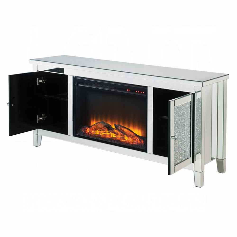 Brilliance Luxury Mirrored TV Stand/Fireplace - Clear