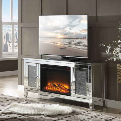 Brilliance Luxury Mirrored TV Stand/Fireplace - Clear
