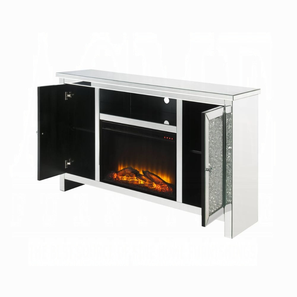 Brilliance-II Luxury Mirrored TV Stand/Fireplace - Clear