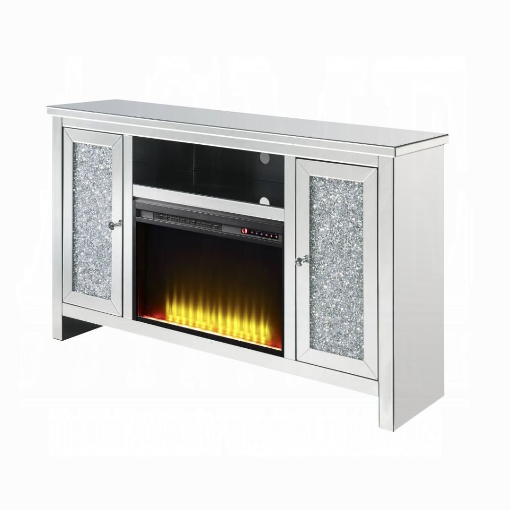 Brilliance-II Luxury Mirrored TV Stand/Fireplace - Clear