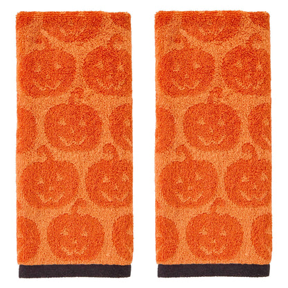 SKL Home Halloween Jack O Lantern Hand Towel 2 pc Set for Bath/Kitchen/Bar & Gift