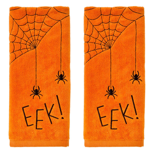 SKL Home Halloween Eek Hand Towel 2 pc Set for Bath/Kitchen/Bar & Gift