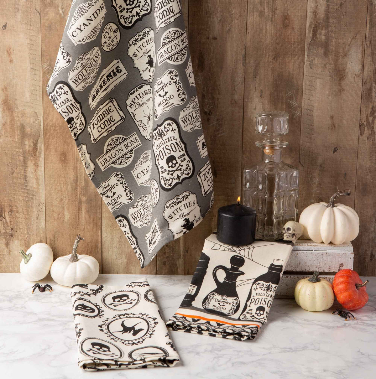 DII Decorative Oversized Cotton Halloween Holiday Dish Towels, 18" x 28", 3 Pack