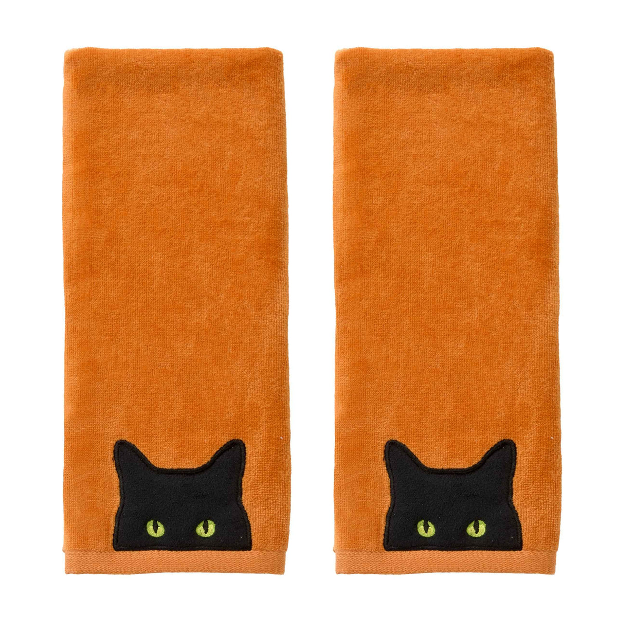 SKL Home Halloween Shadows Eyes Hand Towel Set-2pc, 100% Cotton, Orange