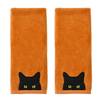 SKL Home Halloween Shadows Eyes Hand Towel Set-2pc, 100% Cotton, Orange