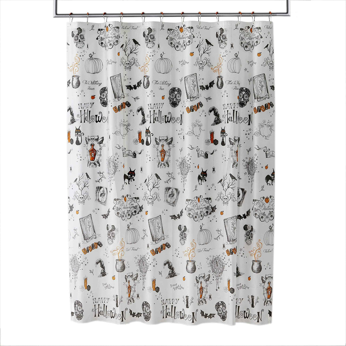 SKL Home Happy Halloween Shower Curtain & Hook Set, Multicolored 12 Piece