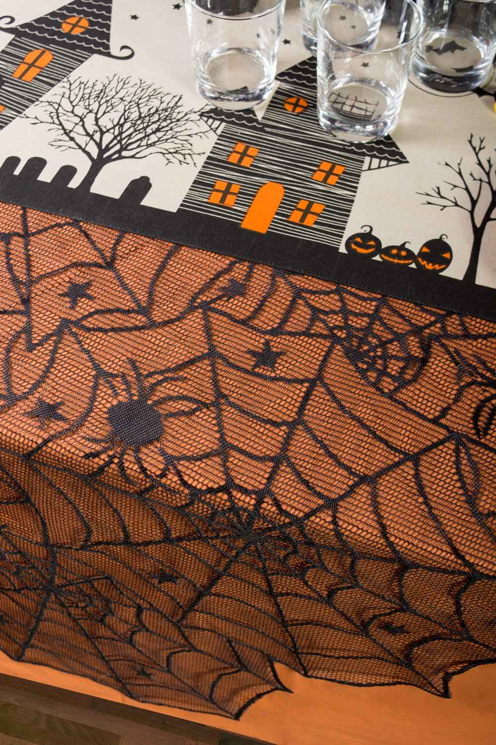 DII 100% Cotton, Spooky Scary Haunted House Halloween Table Runner, 14 by 72-Inch