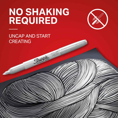 Sharpie Metallic Permanent Markers, Fine Point, Silver, 12 Count 🍁 All In One Marketplace Canada