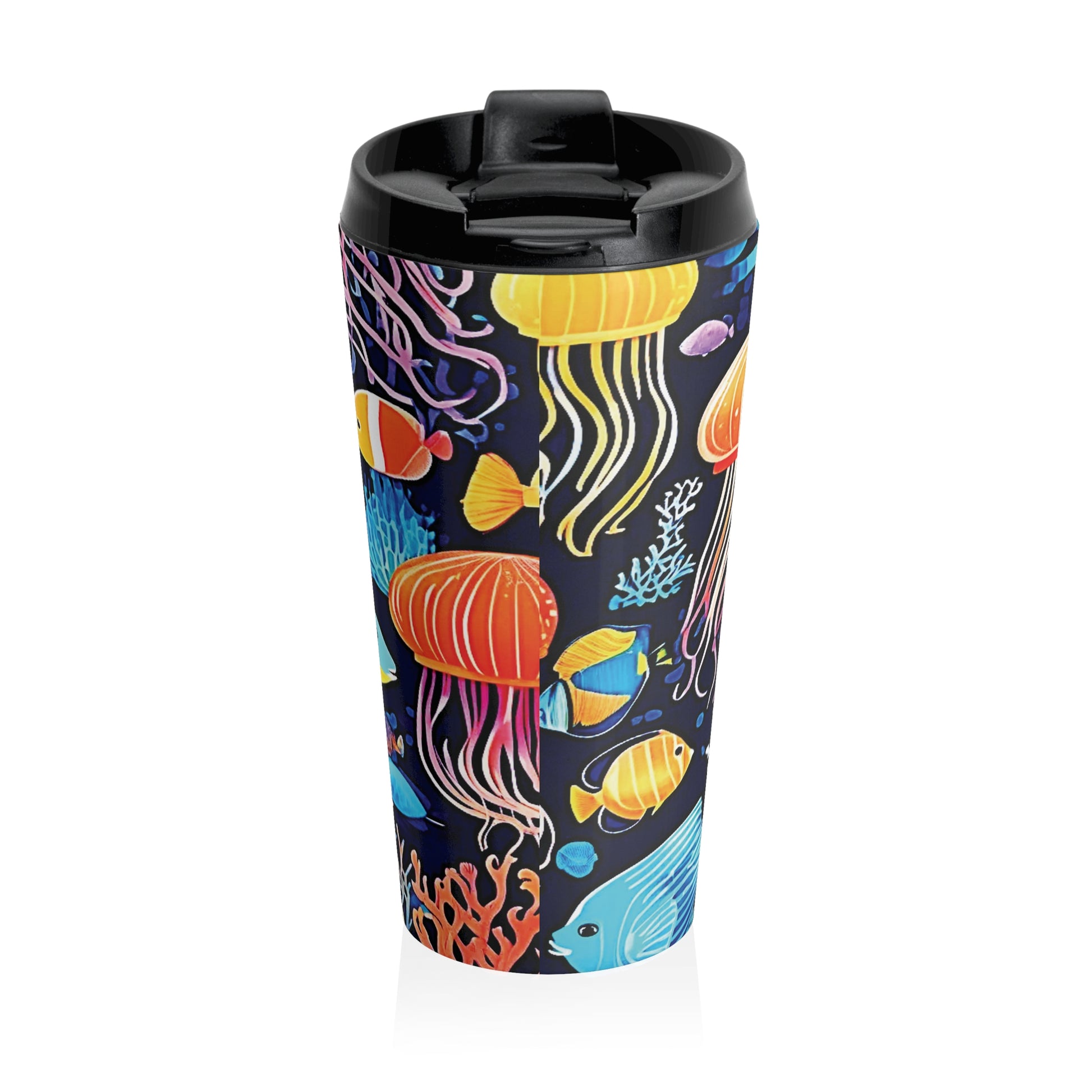 Ocean Jellyfish Travel Mug — Colorful Underwater Stainless Steel Tumbler - AURABAGS SHOP