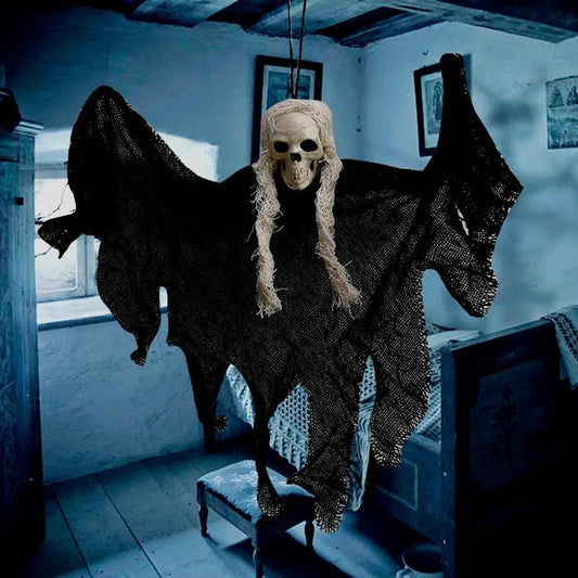 Creepy Hanging Skull Décor – Halloween Ghost Skeleton Decoration for Indoor & Outdoor Use