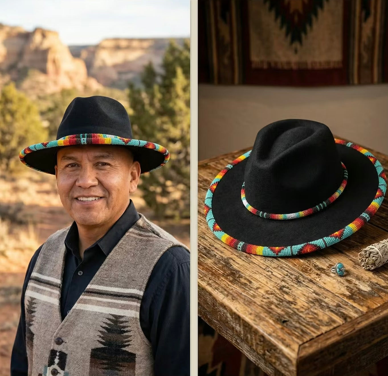 Size-59 Handmade Beaded Hat