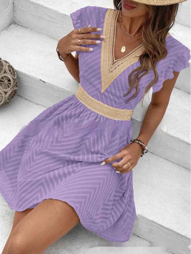 Women's Ice Silk Summer Dress – Lightweight Short Sleeve Casual Fashion Dress
