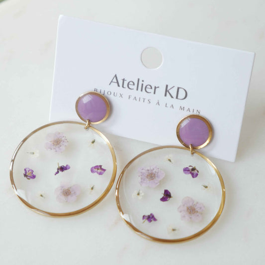Boucles d'oreilles Duo Violet - Léa - 35mm