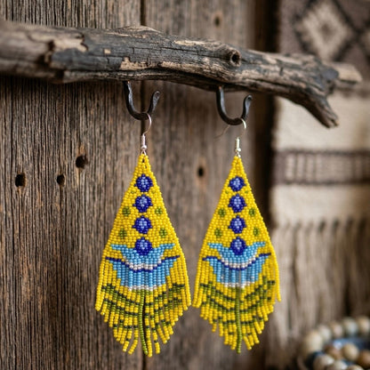 Yellow Flame Blossom Drop Earrings