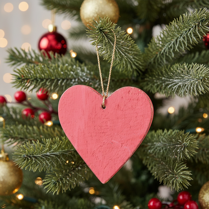 Wooden Hanging Heart Ornament