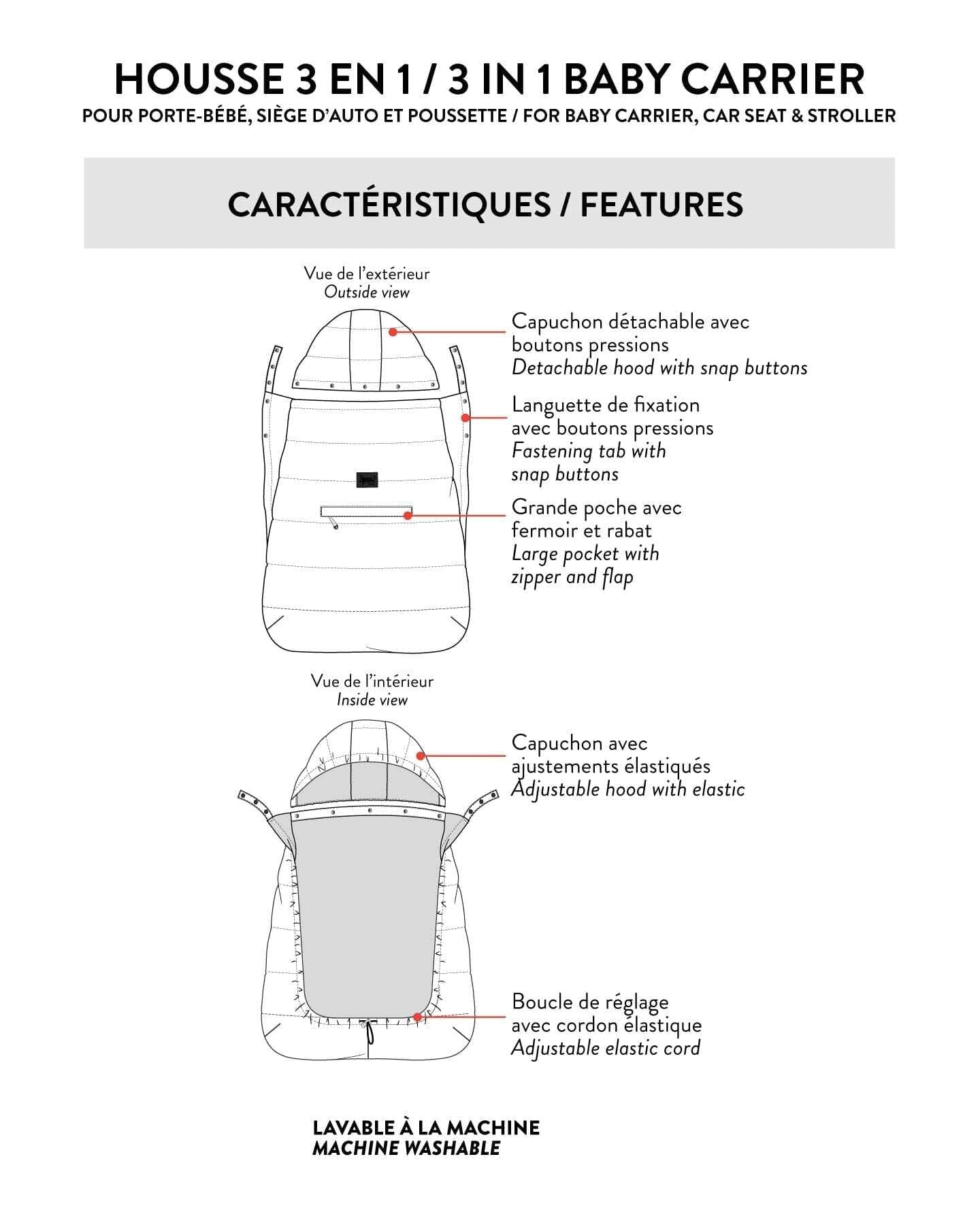 3-In-1 Multifunction Cover For Car Seat, Stroller, And Baby Carrier In Chanterelle