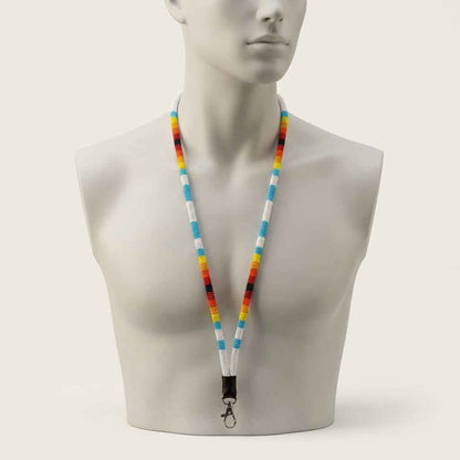 Round Beaded Lanyard(White)