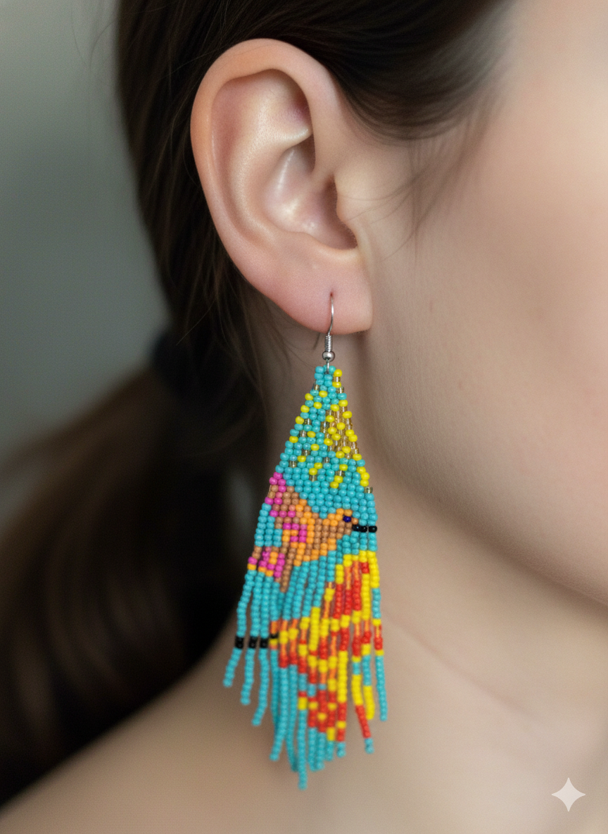 Turquoise Sky Dancer Beaded Earrings