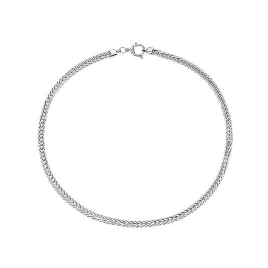 ALICE Silver (White Gold): Chunky Link Chain Necklace with Ring Fastener Pendant