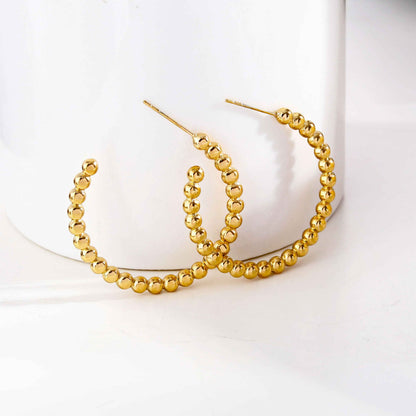 AMAIA Beaded Gold Hoop Earrings