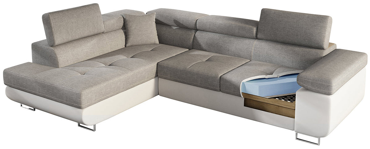 Anton Storage Sleeper Sectional Sofa - Beige