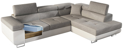 Anton Two-Tone Storage Sleeper Sectional Sofa - Beige/Dark Brown