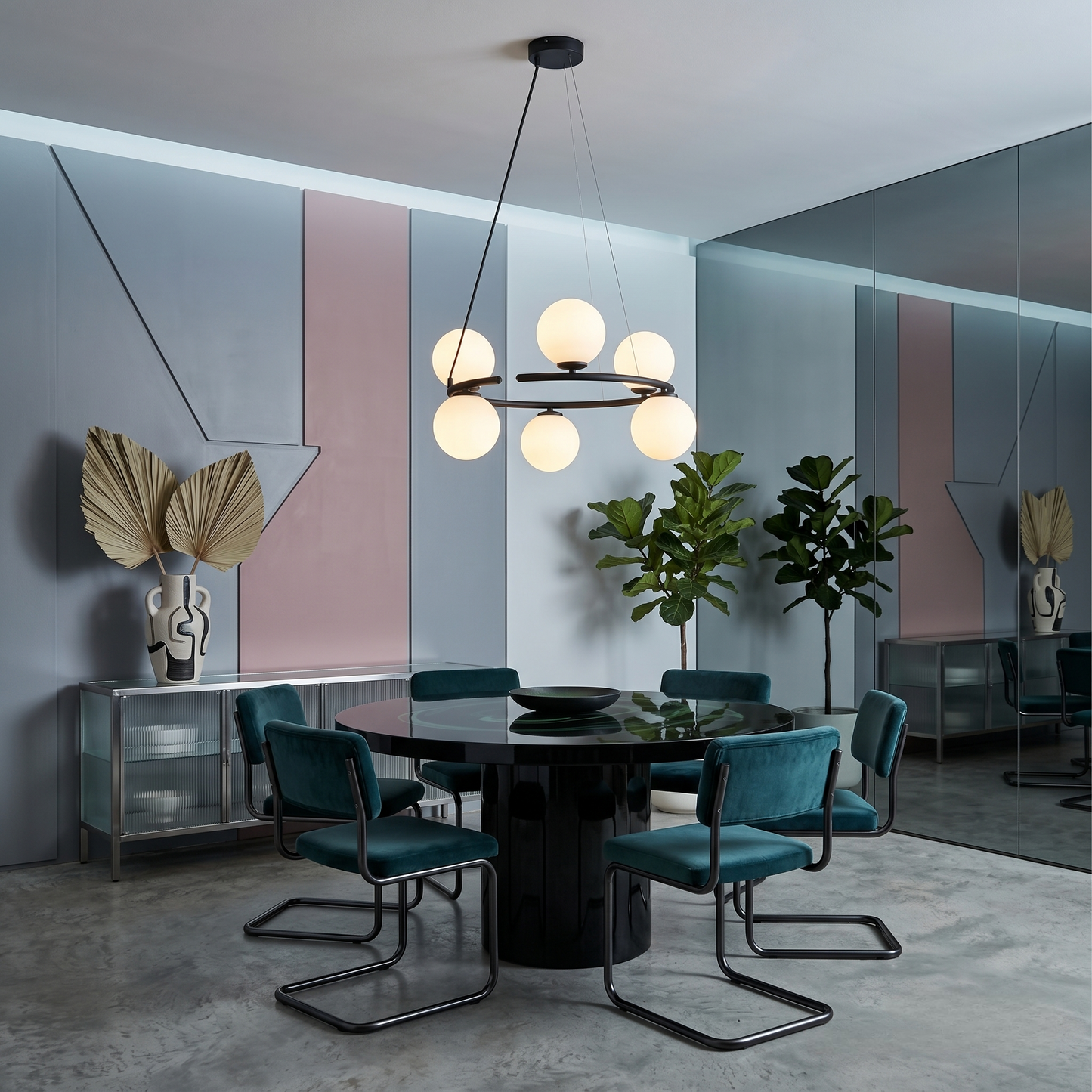ANABELLE 6-Light Scandinavian Globe Chandelier for Dining Room & Modern Interiors