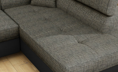 Anton Two-Tone Storage Sleeper Sectional Sofa - Grey/Black