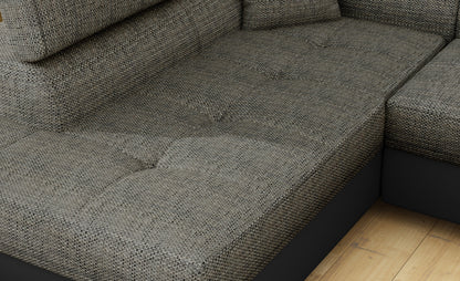 Anton Two-Tone Storage Sleeper Sectional Sofa - Grey/Black