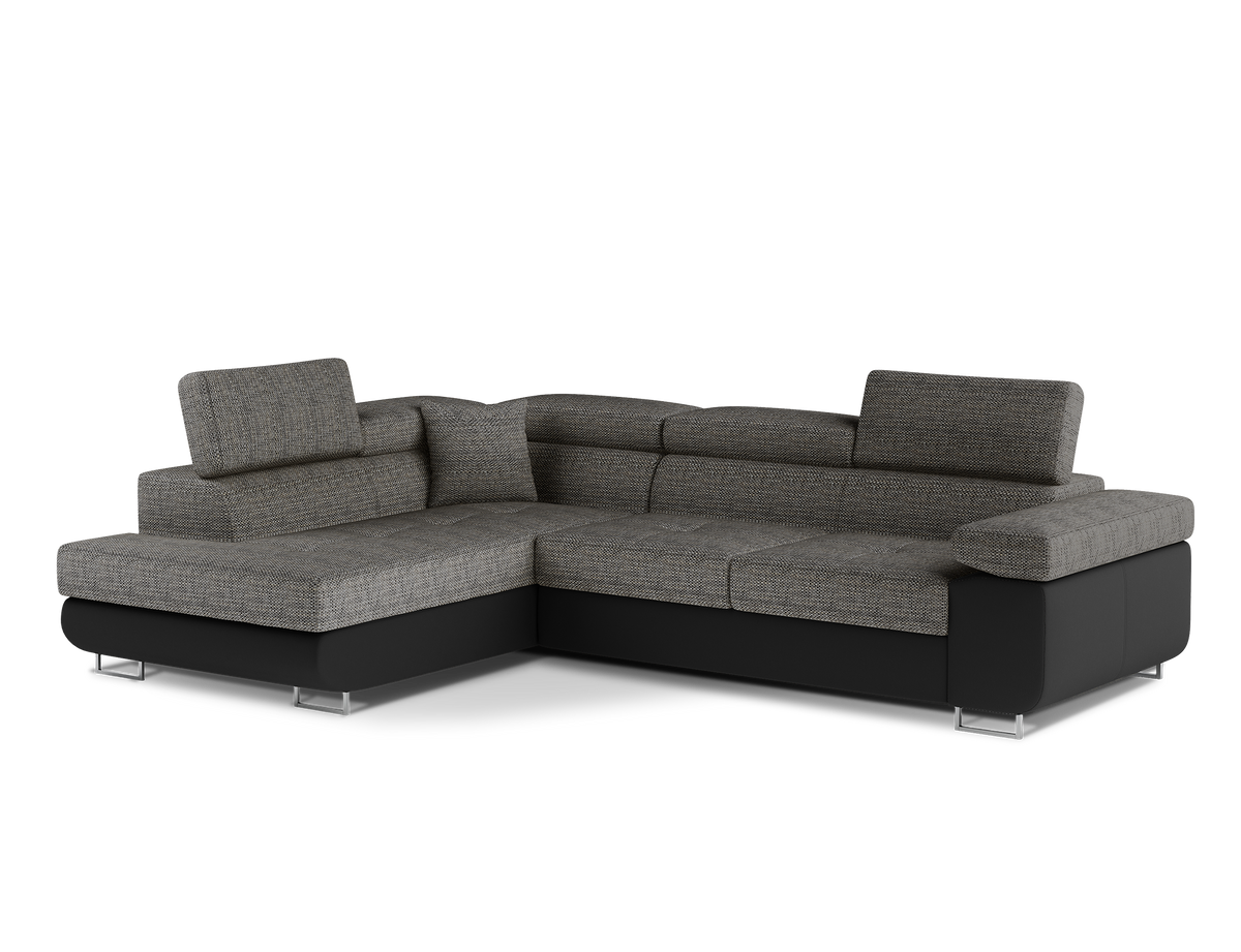 Anton Two-Tone Storage Sleeper Sectional Sofa - Grey/Black