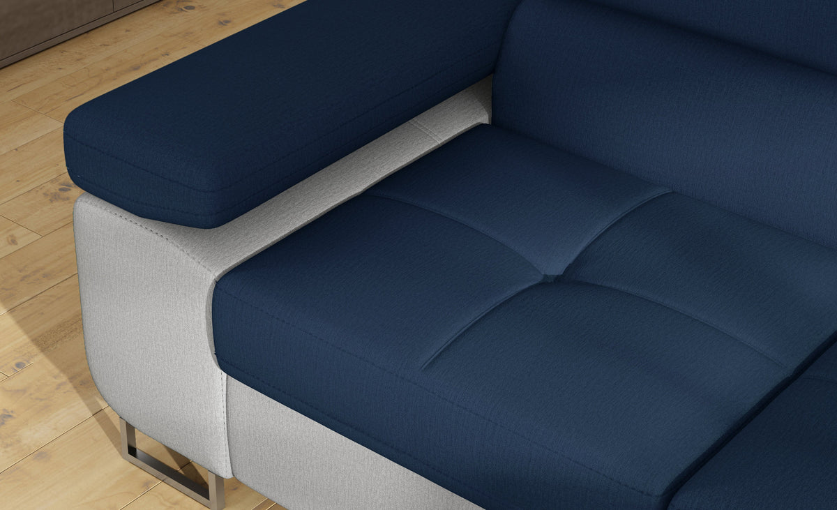 Anton Two-Tone Storage Sleeper Sectional Sofa - Navy/Grey