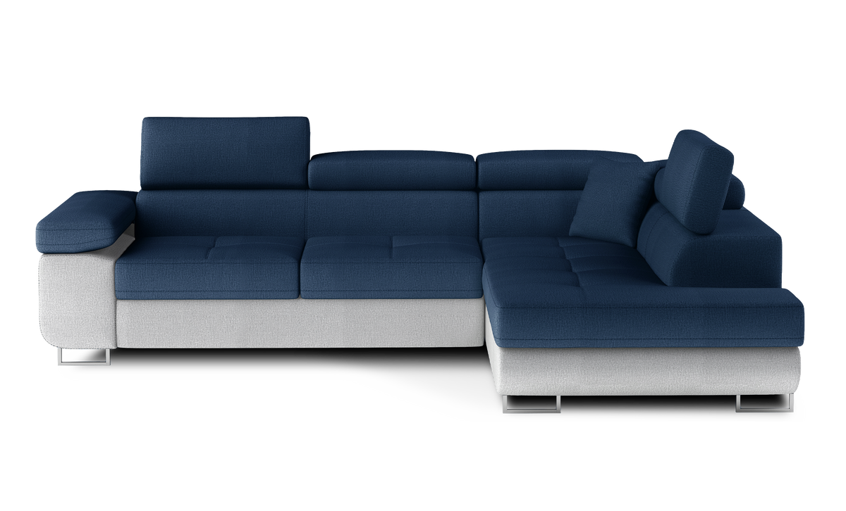 Anton Two-Tone Storage Sleeper Sectional Sofa - Navy/Grey