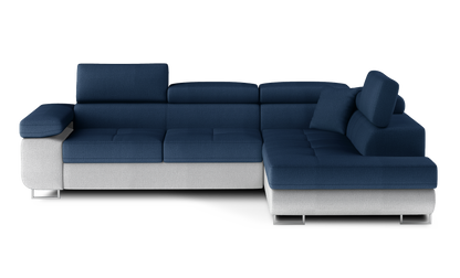 Anton Two-Tone Storage Sleeper Sectional Sofa - Navy/Grey