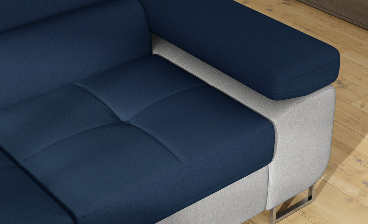 Anton Two-Tone Storage Sleeper Sectional Sofa - Navy/Grey