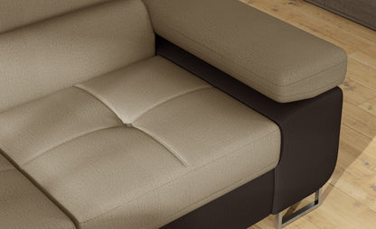 Anton Two-Tone Storage Sleeper Sectional Sofa - Beige/Dark Brown