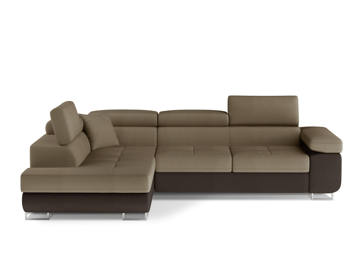 Anton Two-Tone Storage Sleeper Sectional Sofa - Beige/Dark Brown