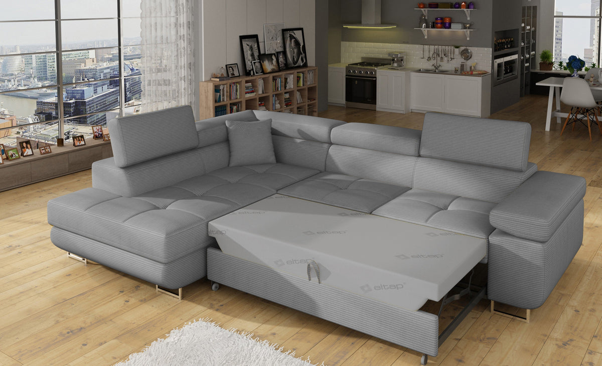Anton Storage Sleeper Sectional Sofa - Grey