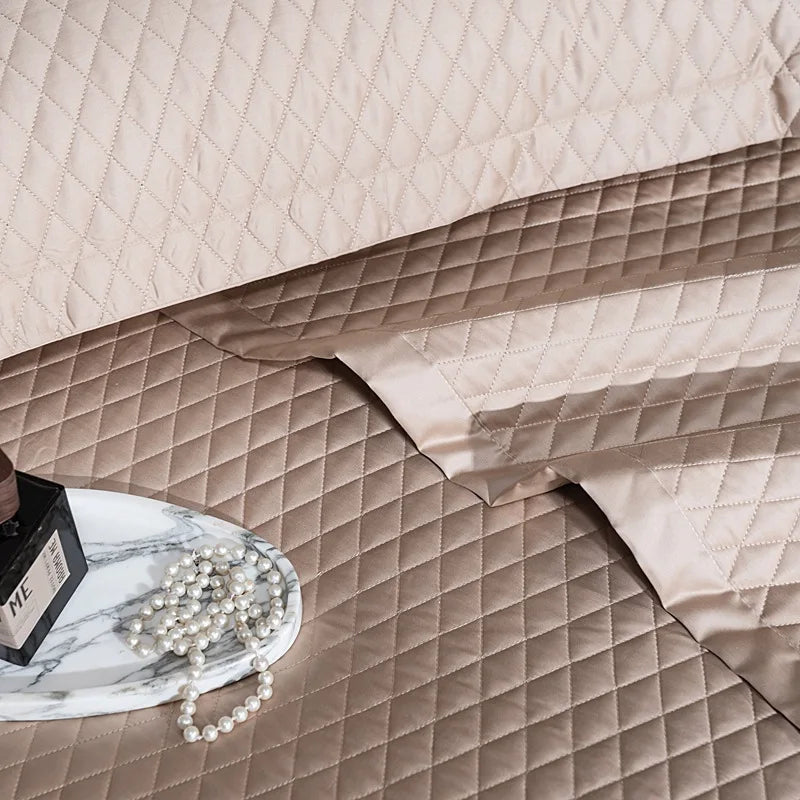 Avignon 3 Pc Light Weight Quilted Comforter Set - Champagne/Dark Grey/Beige/Steel Blue/Burgundy/White/Olive Green/Blush Pink