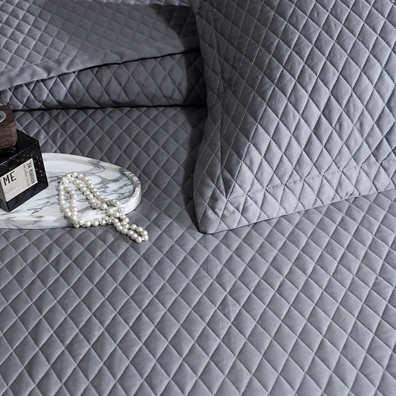 Avignon 3 Pc Light Weight Quilted Comforter Set - Champagne/Dark Grey/Beige/Steel Blue/Burgundy/White/Olive Green/Blush Pink